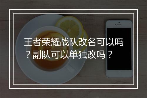 王者荣耀战队改名可以吗？副队可以单独改吗？