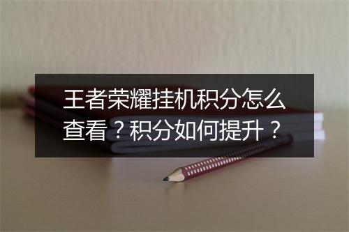 王者荣耀挂机积分怎么查看？积分如何提升？
