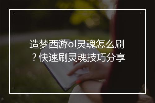 造梦西游ol灵魂怎么刷？快速刷灵魂技巧分享