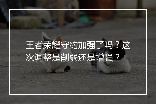 王者荣耀守约加强了吗？这次调整是削弱还是增强？