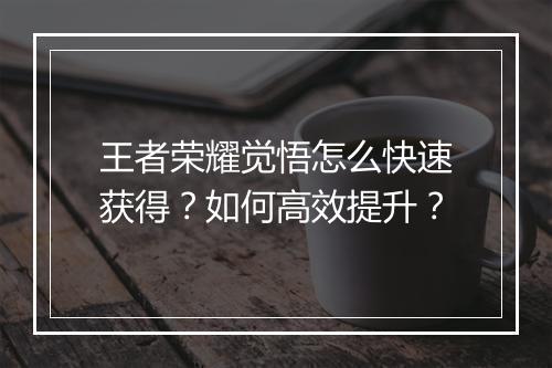 王者荣耀觉悟怎么快速获得？如何高效提升？