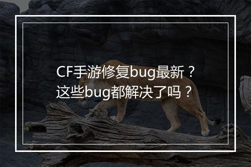 CF手游修复bug最新？这些bug都解决了吗？