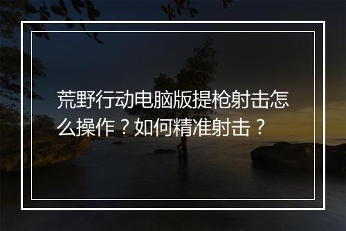 荒野行动电脑版提枪射击怎么操作？如何精准射击？