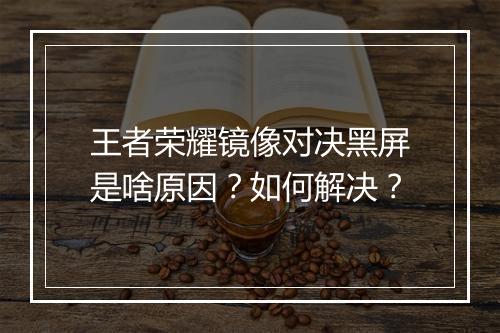 王者荣耀镜像对决黑屏是啥原因？如何解决？