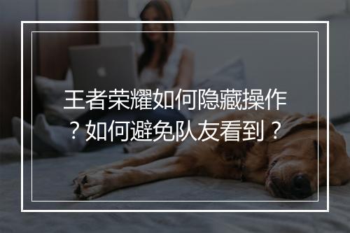 王者荣耀如何隐藏操作？如何避免队友看到？
