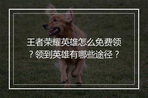 王者荣耀英雄怎么免费领？领到英雄有哪些途径？