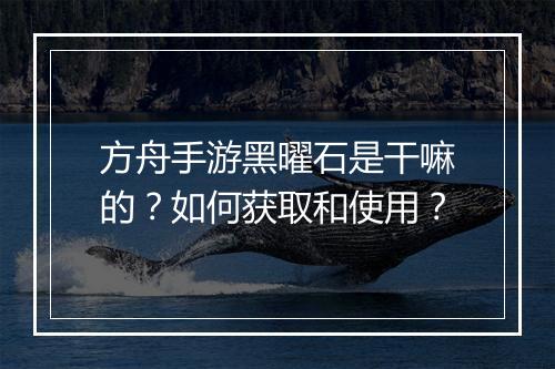 方舟手游黑曜石是干嘛的？如何获取和使用？