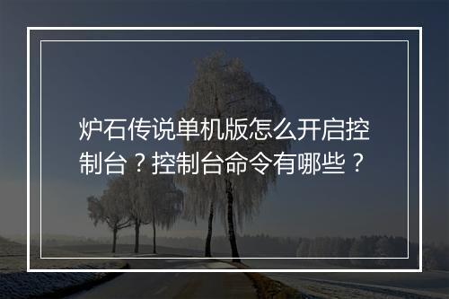 炉石传说单机版怎么开启控制台?控制台命令有哪些?