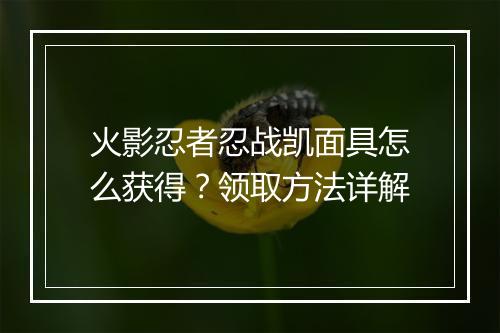 火影忍者忍战凯面具怎么获得？领取方法详解