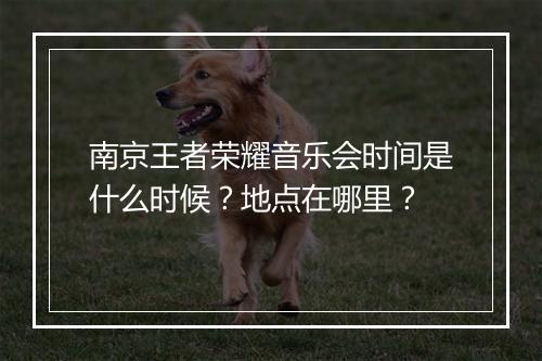 南京王者荣耀音乐会时间是什么时候？地点在哪里？