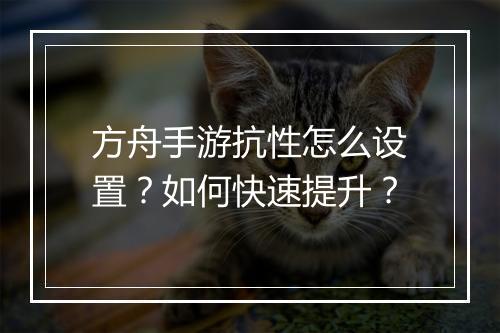 方舟手游抗性怎么设置？如何快速提升？