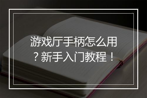 游戏厅手柄怎么用？新手入门教程！