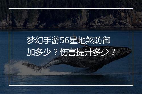 梦幻手游56星地煞防御加多少?伤害提升多少?