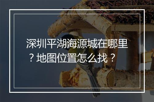 深圳平湖海源城在哪里？地图位置怎么找？
