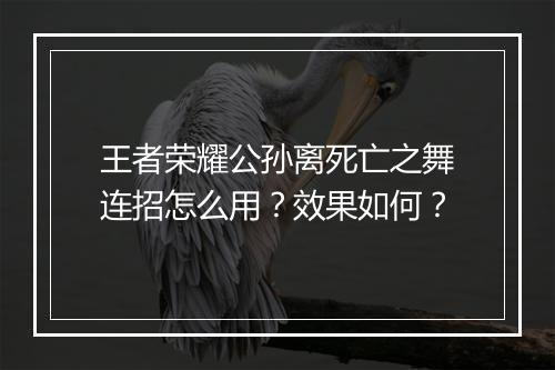 王者荣耀公孙离死亡之舞连招怎么用？效果如何？