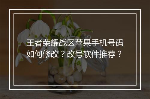 王者荣耀战区苹果手机号码如何修改？改号软件推荐？