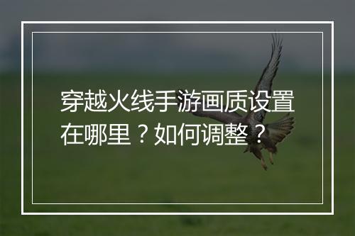 穿越火线手游画质设置在哪里？如何调整？