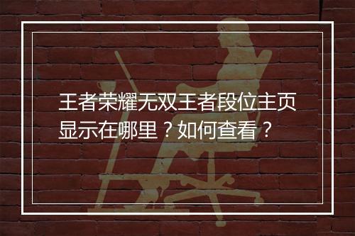 王者荣耀无双王者段位主页显示在哪里？如何查看？