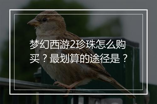 梦幻西游2珍珠怎么购买？最划算的途径是？