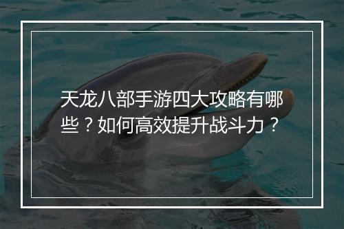 天龙八部手游四大攻略有哪些?如何高效提升战斗力?