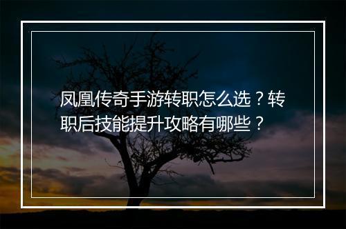 凤凰传奇手游转职怎么选？转职后技能提升攻略有哪些？