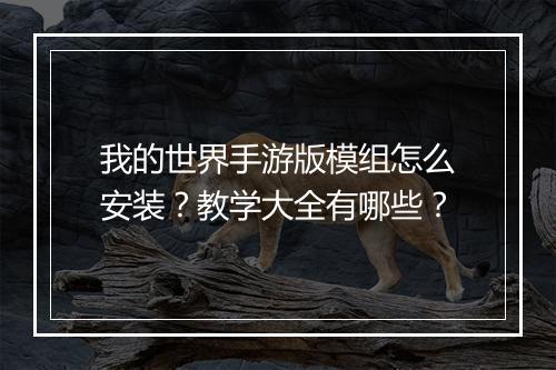 我的世界手游版模组怎么安装？教学大全有哪些？