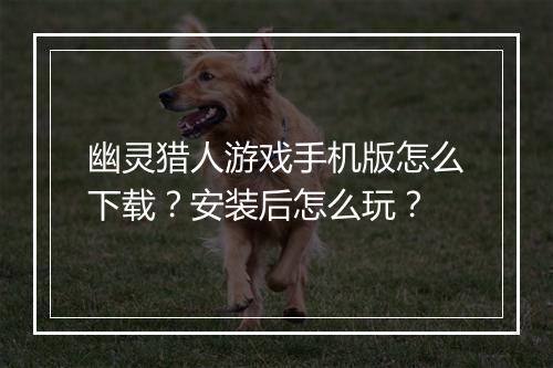 幽灵猎人游戏手机版怎么下载？安装后怎么玩？