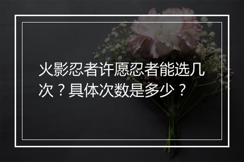火影忍者许愿忍者能选几次？具体次数是多少？