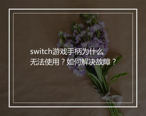 switch游戏手柄为什么无法使用？如何解决故障？