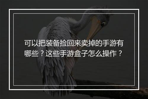 可以把装备捡回来卖掉的手游有哪些？这些手游盒子怎么操作？