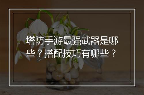 塔防手游最强武器是哪些？搭配技巧有哪些？