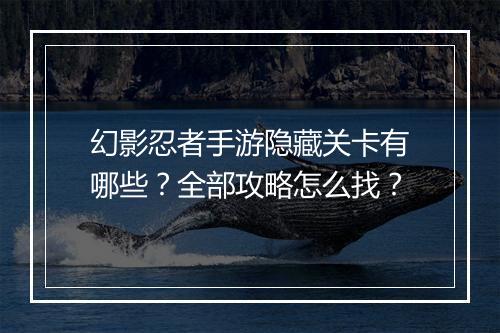 幻影忍者手游隐藏关卡有哪些？全部攻略怎么找？