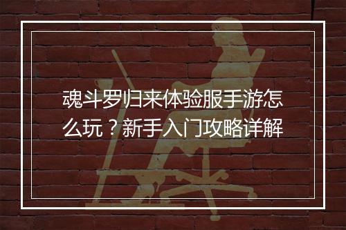 魂斗罗归来体验服手游怎么玩?新手入门攻略详解