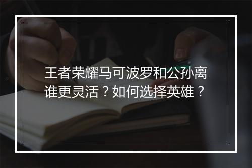 王者荣耀马可波罗和公孙离谁更灵活?如何选择英雄?