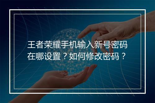 王者荣耀手机输入新号密码在哪设置?如何修改密码?