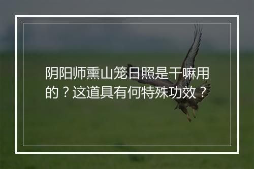 阴阳师熏山笼日照是干嘛用的?这道具有何特殊功效?