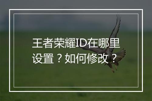 王者荣耀ID在哪里设置?如何修改?