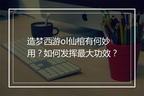 造梦西游ol仙棺有何妙用?如何发挥最大功效?
