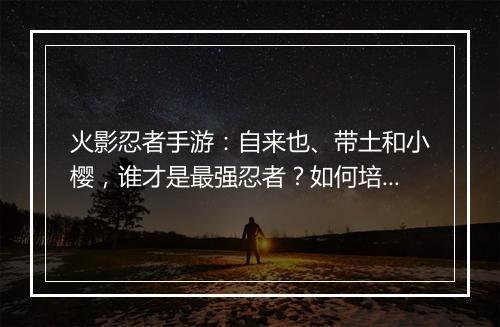 火影忍者手游:自来也、带土和小樱,谁才是最强忍者?如何培养?