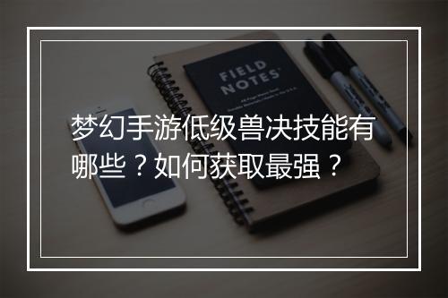 梦幻手游低级兽决技能有哪些?如何获取最强?