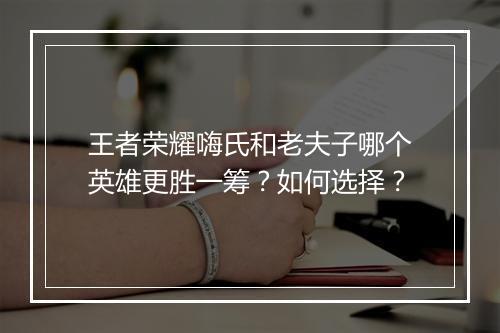 王者荣耀嗨氏和老夫子哪个英雄更胜一筹?如何选择?