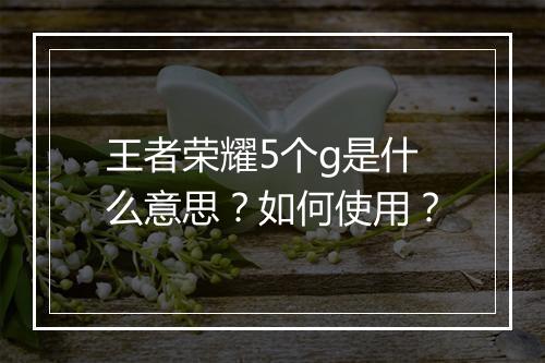 王者荣耀5个g是什么意思?如何使用?