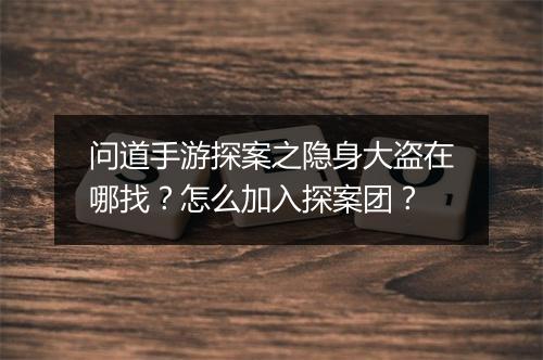 问道手游探案之隐身大盗在哪找?怎么加入探案团?