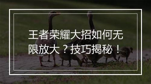 王者荣耀大招如何无限放大?技巧揭秘!