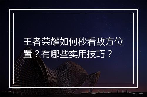王者荣耀如何秒看敌方位置？有哪些实用技巧？