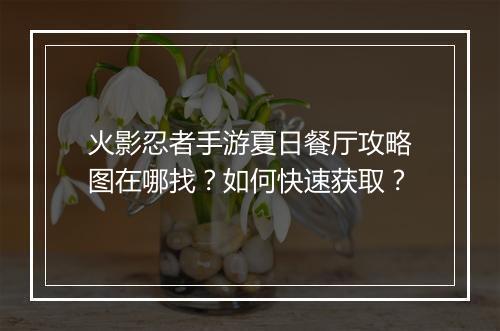 火影忍者手游夏日餐厅攻略图在哪找?如何快速获取?