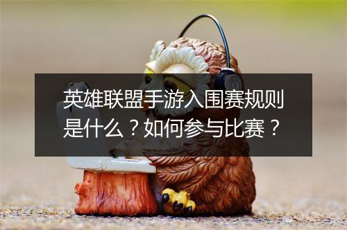 英雄联盟手游入围赛规则是什么？如何参与比赛？