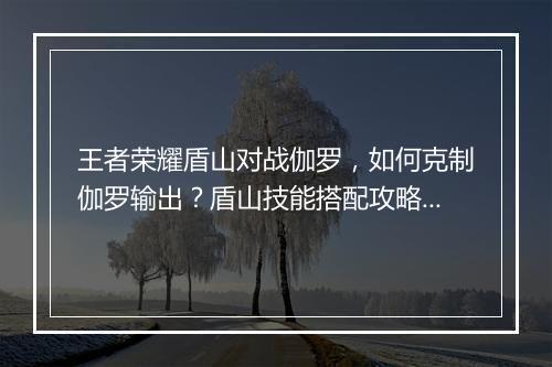 王者荣耀盾山对战伽罗,如何克制伽罗输出?盾山技能搭配攻略?