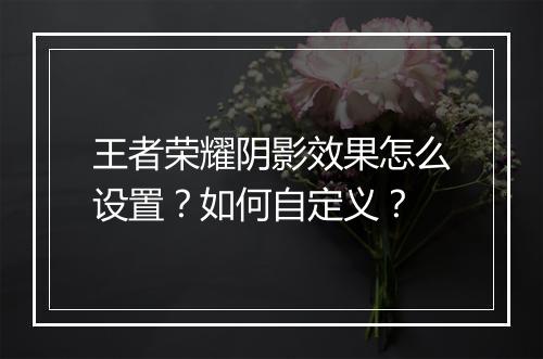 王者荣耀阴影效果怎么设置？如何自定义？