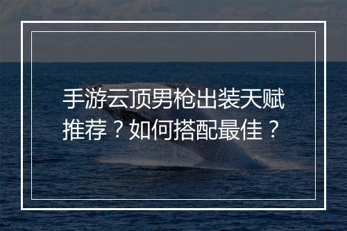 手游云顶男枪出装天赋推荐?如何搭配最佳?